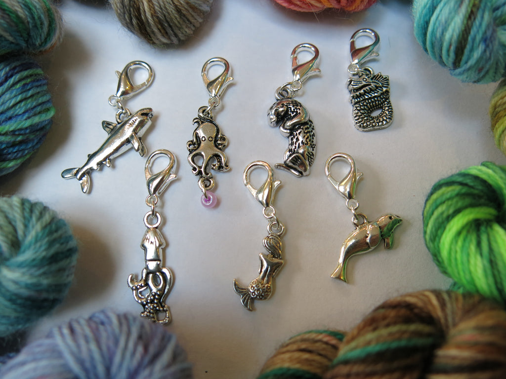 sea inspired lobster clasp place keepers for crochet and knitting
