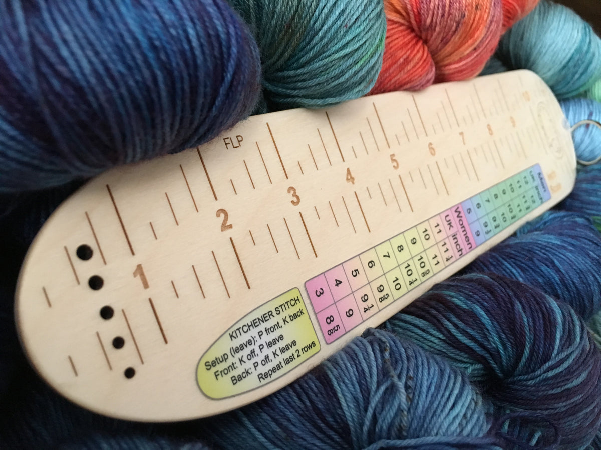 Enhanced Socker's Rule Birch Wood Sock Knitting Ruler My Mama Knits