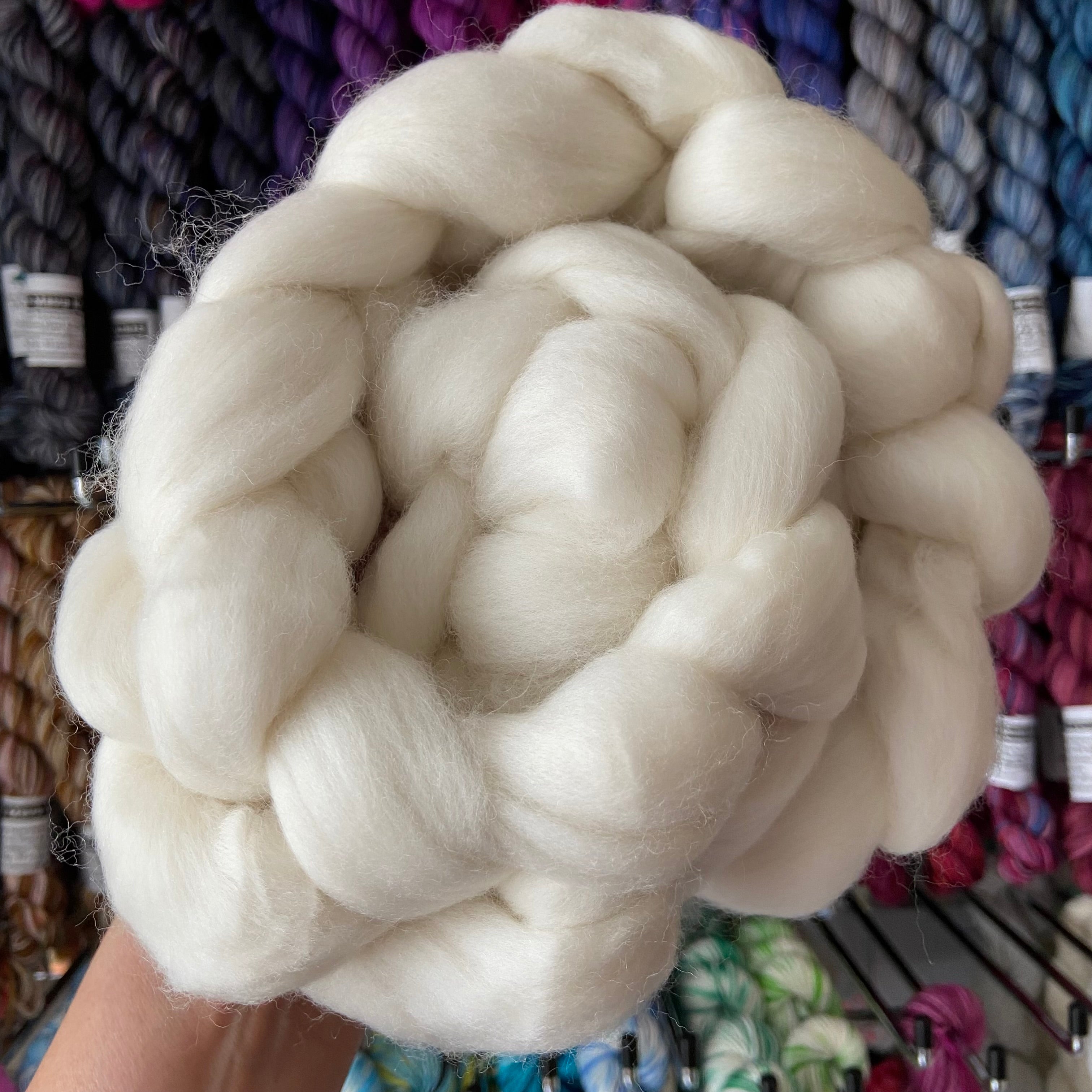 Nudie - Undyed Polwarth - 100g Top in a Spinners Braid