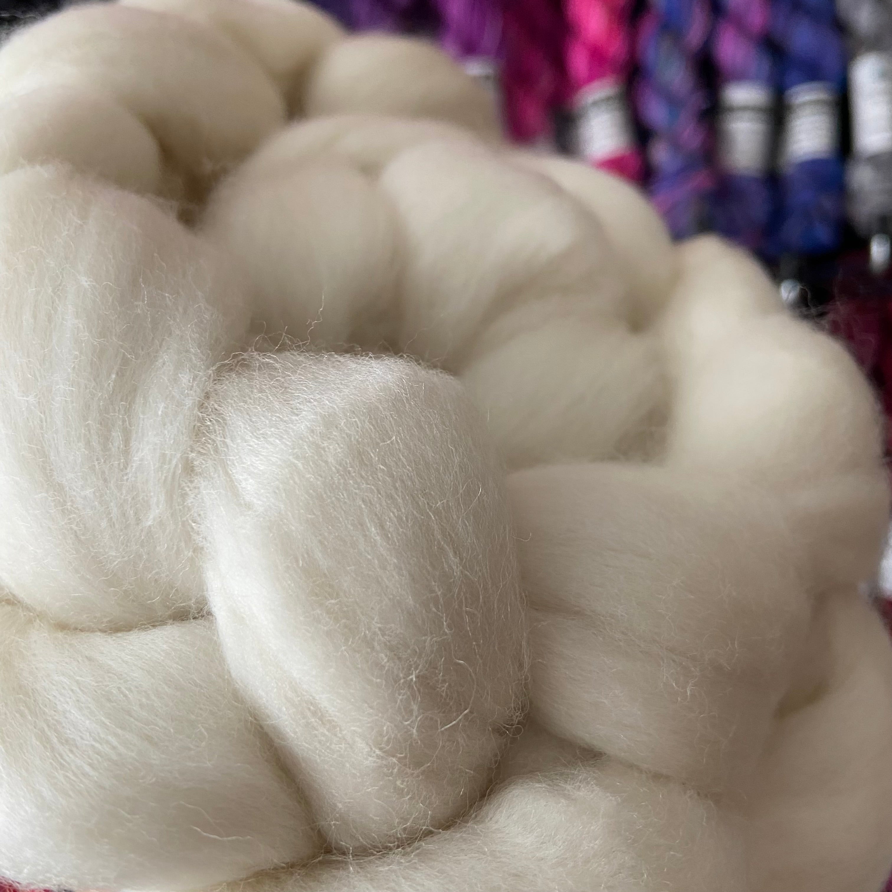 Nudie - Undyed Polwarth - 100g Top in a Spinners Braid