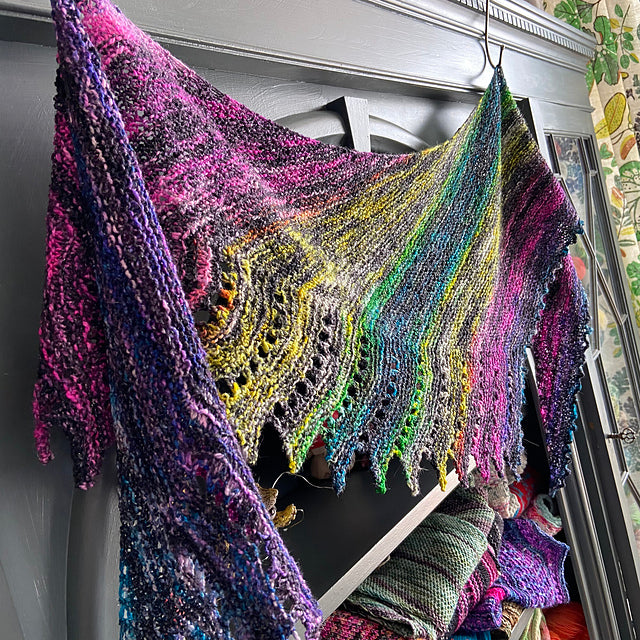 Hand Knit Shawl in My Mama Knits Yarn