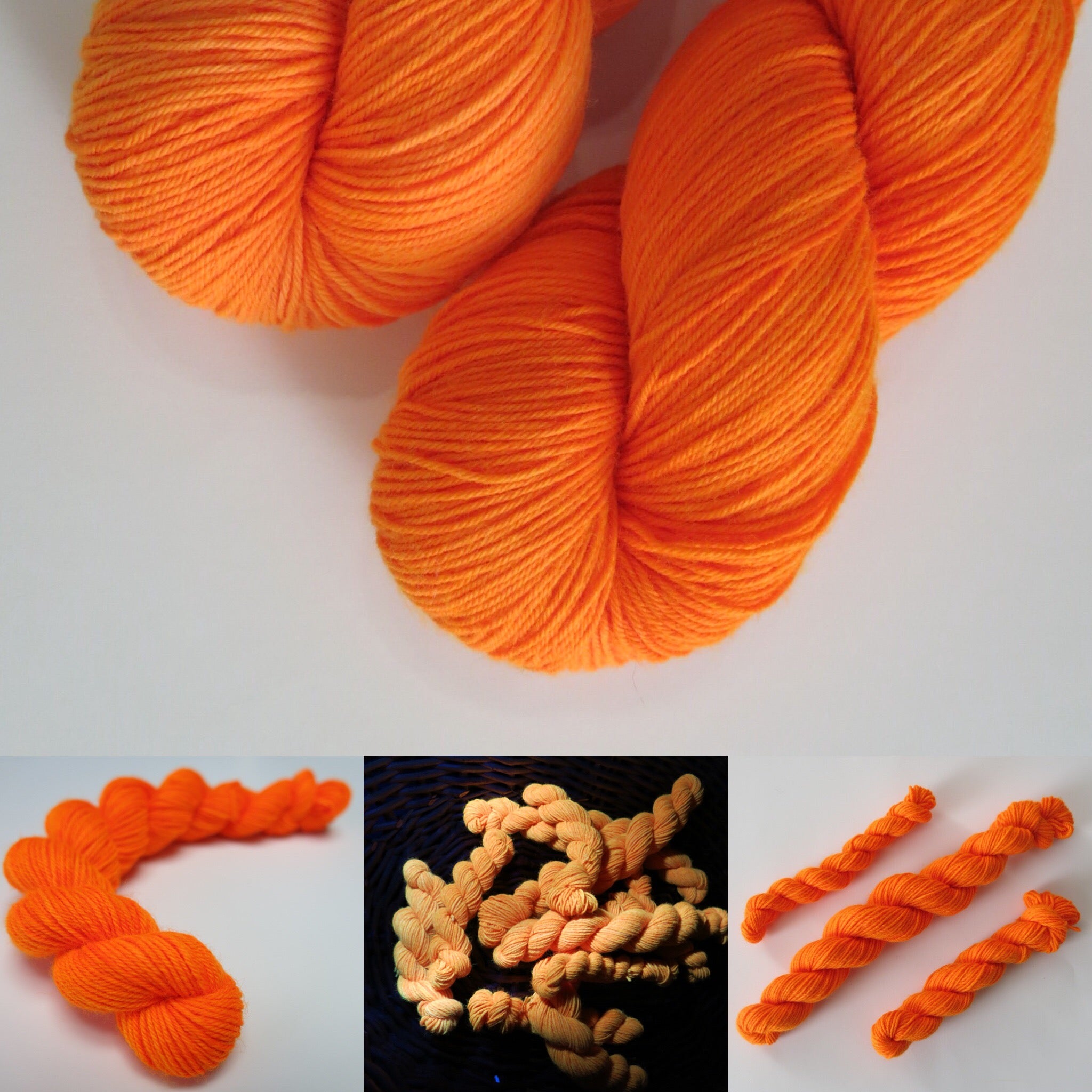 neon fluorescent orange sock yarn for festival knits and crafts