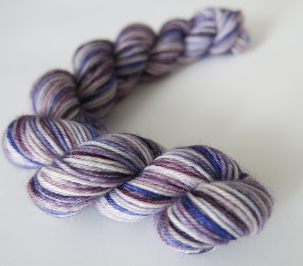 purple and blue 20g sock yarn mini skein