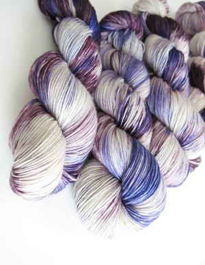 kettle dyed purple yarn skeins for knitting and crochet