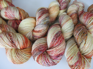 tamale inspired speckled yarn skeins for knitting