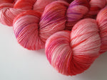 hand dyed hibiscus agua fresca yarn skeins for knitting