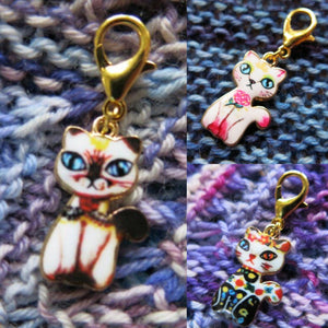 enalmel cats and flowers progress keepers stitch marker charms