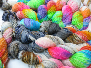 indie dyed sock yarn skeins inspired by fear and loathing