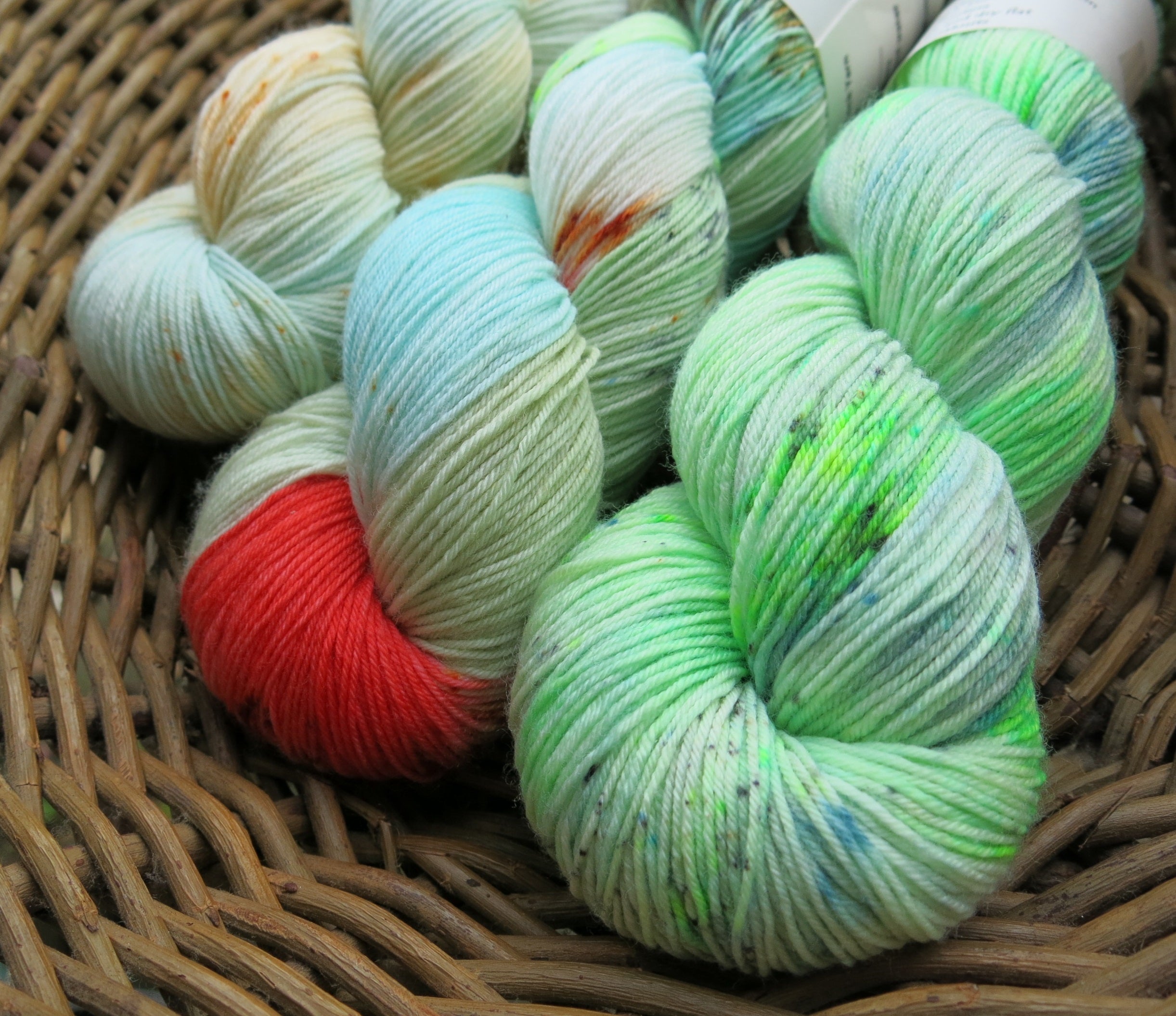 indie dyed three skein fade set on superwash merino sock yarn