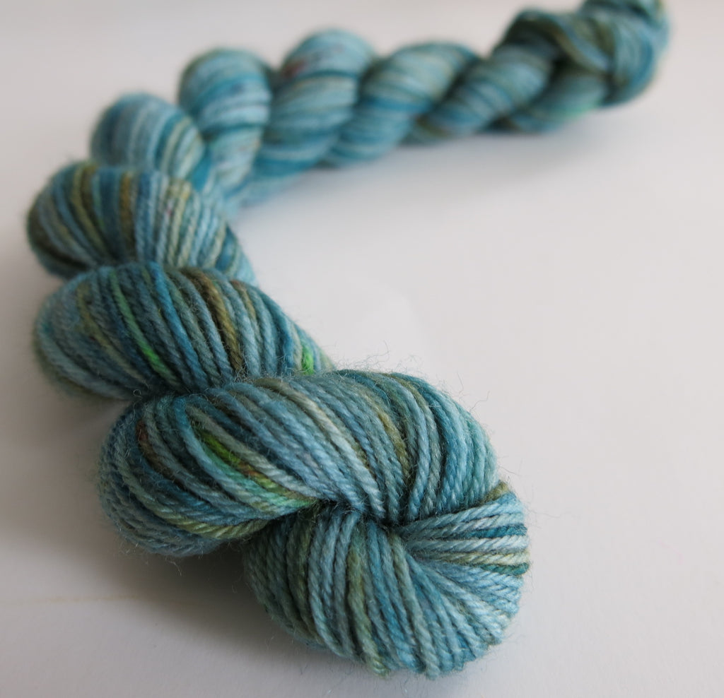 indie dyed blue green superwash merino sock yarn