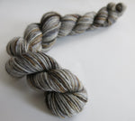 indie dyed grey brown superwash merino sock yarn mini skein