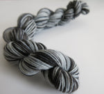 grey and black hand dyed merino and nylon sock yarn mini skein