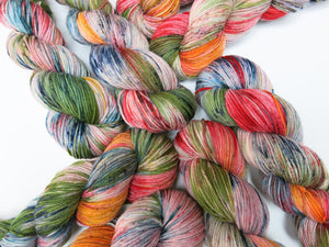hand dyed speckled merino and nylon dk yarn skeins