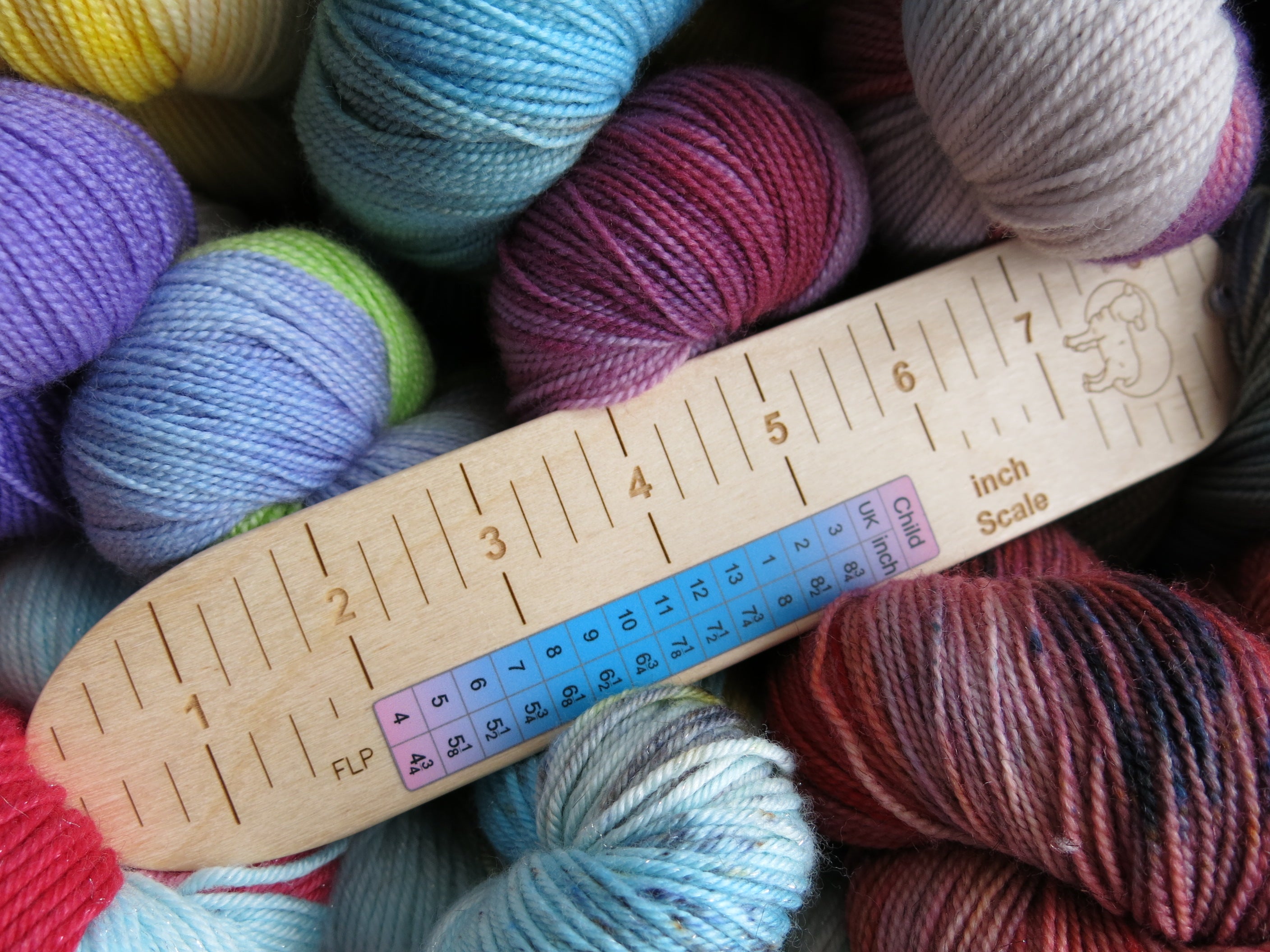 Socker's Rule UK made birch wood sock measuring ruler for knitting kids socks