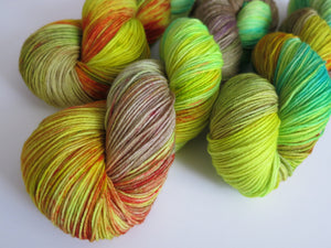 indie dyed superwash merino sock yarn for knitting or crochet