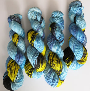 indie dyed blue and yellow dk yarn skeins 100g