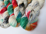 hand dyed yarn inspired by dia de los muertos calavera