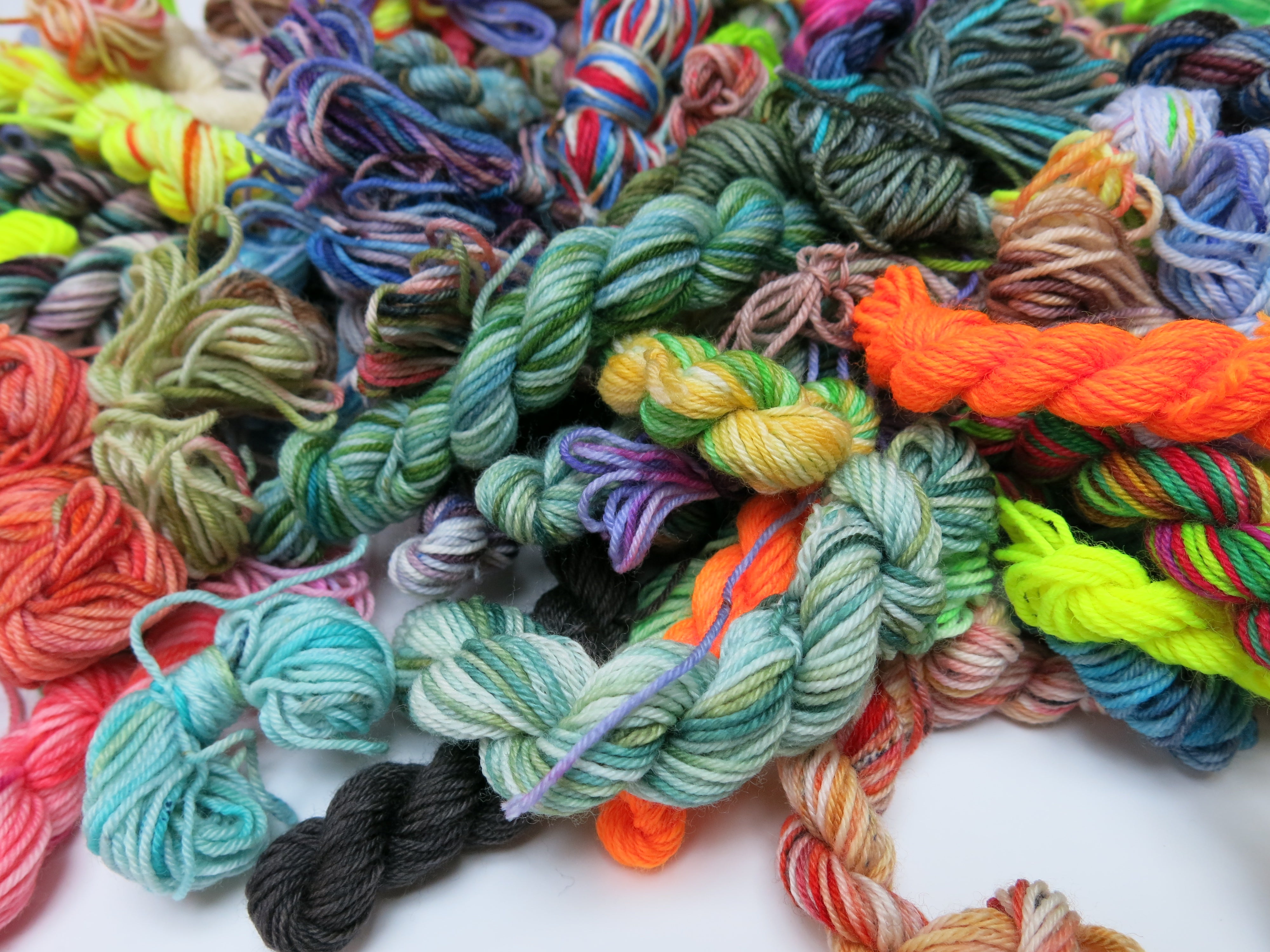 hand dyed sock yarn runts for frakensocks and scrap projects