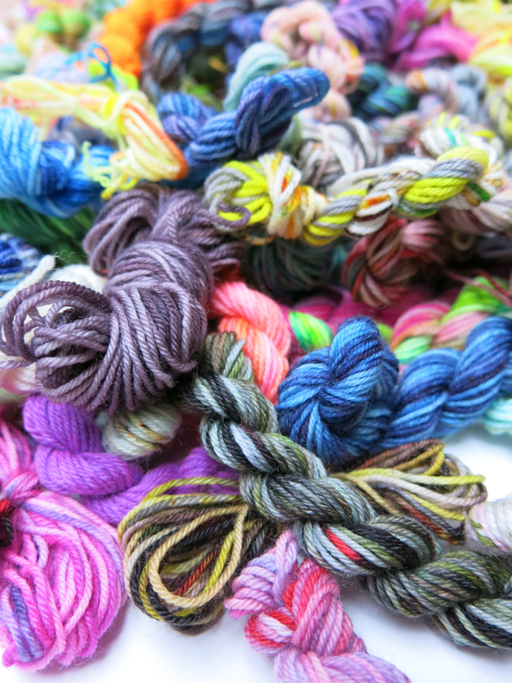 mini skein pile of yarn ends for small projects