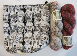 hand sewn zombie print cotton fabric tote bag purse 