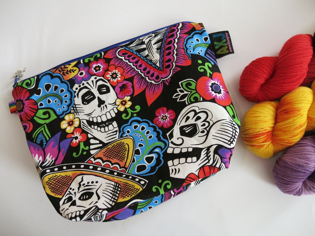 day of the dead zipper bag for use as a pencil case or makeup bag