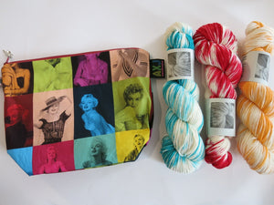 marilyn monroe zipper bag for knitting or makeup toiletries