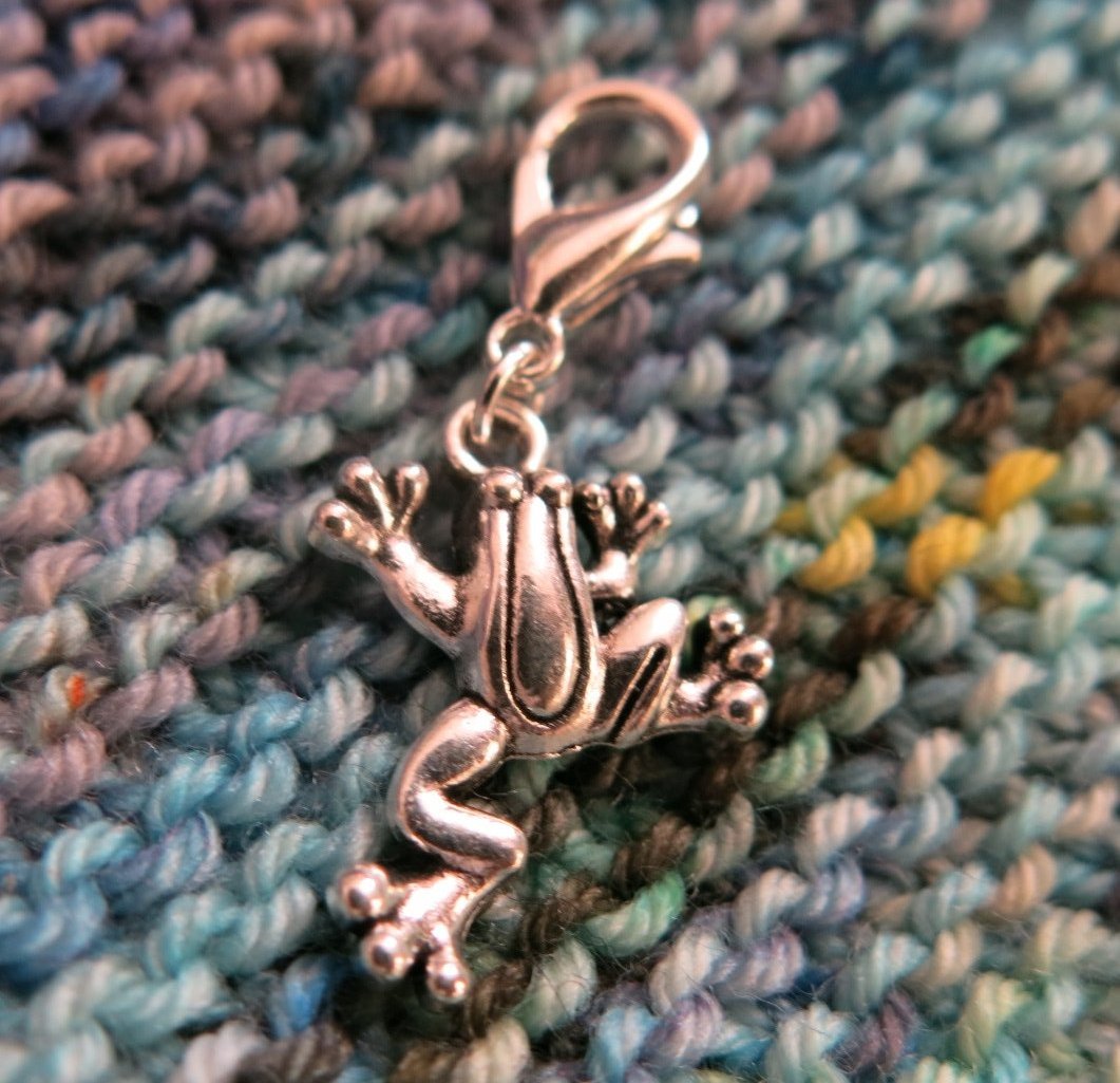 frog charm stitch marker for knitting or crochet projects