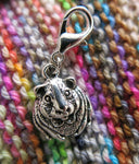 silver guinea pig charm place keeper for knitting and crochet