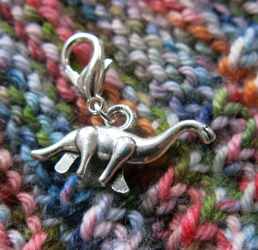 long neck dinosaur charm on a clasp for bracelets, crochet and zippers