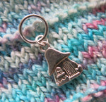 silver alloy snagless gnome house stitch marker for knitting