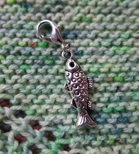 trout fish charm on a clasp for bracelets, crochet, zippers and bags