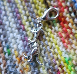 parasaurolophus dinosaur charm for crochet, friendship bracelets and bags