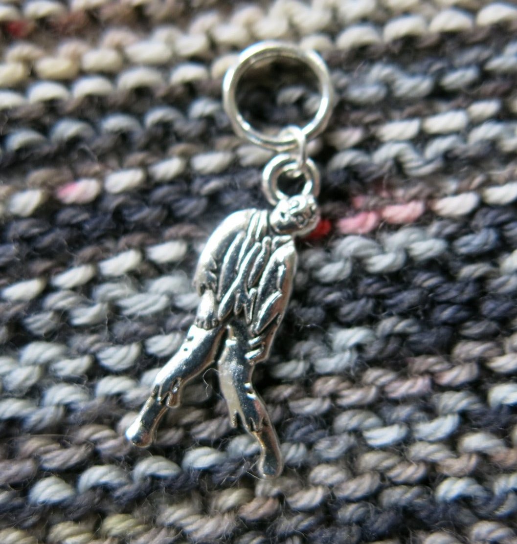 undead zombie charm on a snagless jump ring for knitting