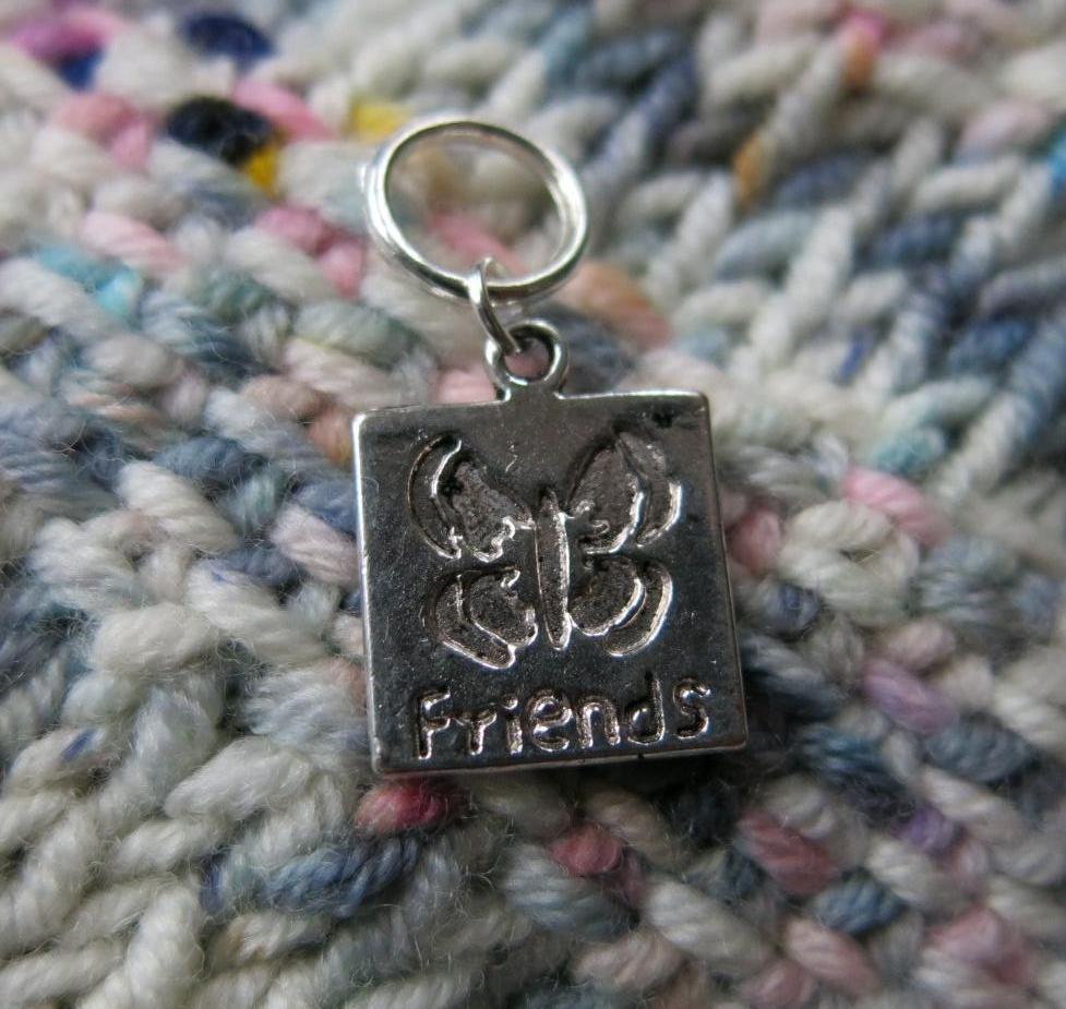 fibreshare wool swap gift friend butterfly stitch marker for knitting