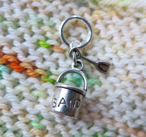 silver sand bucket charm for knitting and crochet
