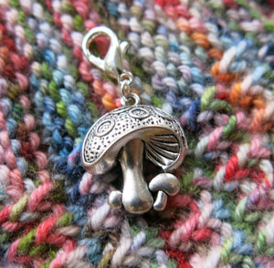 mushroom hanging charm for zipper pulls, charm bracelets and knitting