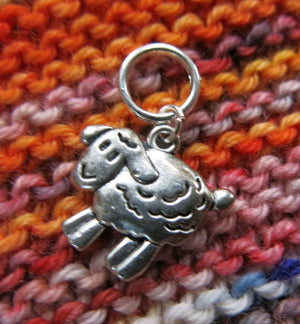 silver snagless sheep stitch marker for knitting projects and fiber swaps