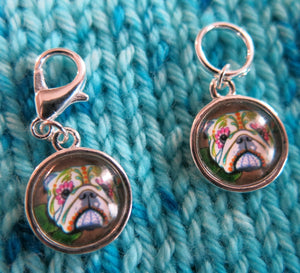 Day of the Dead Sugar Skull Pets Snagless Stitch Marker or Clasp Place Keeper