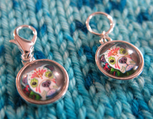 Day of the Dead Sugar Skull Pets Snagless Stitch Marker or Clasp Place Keeper