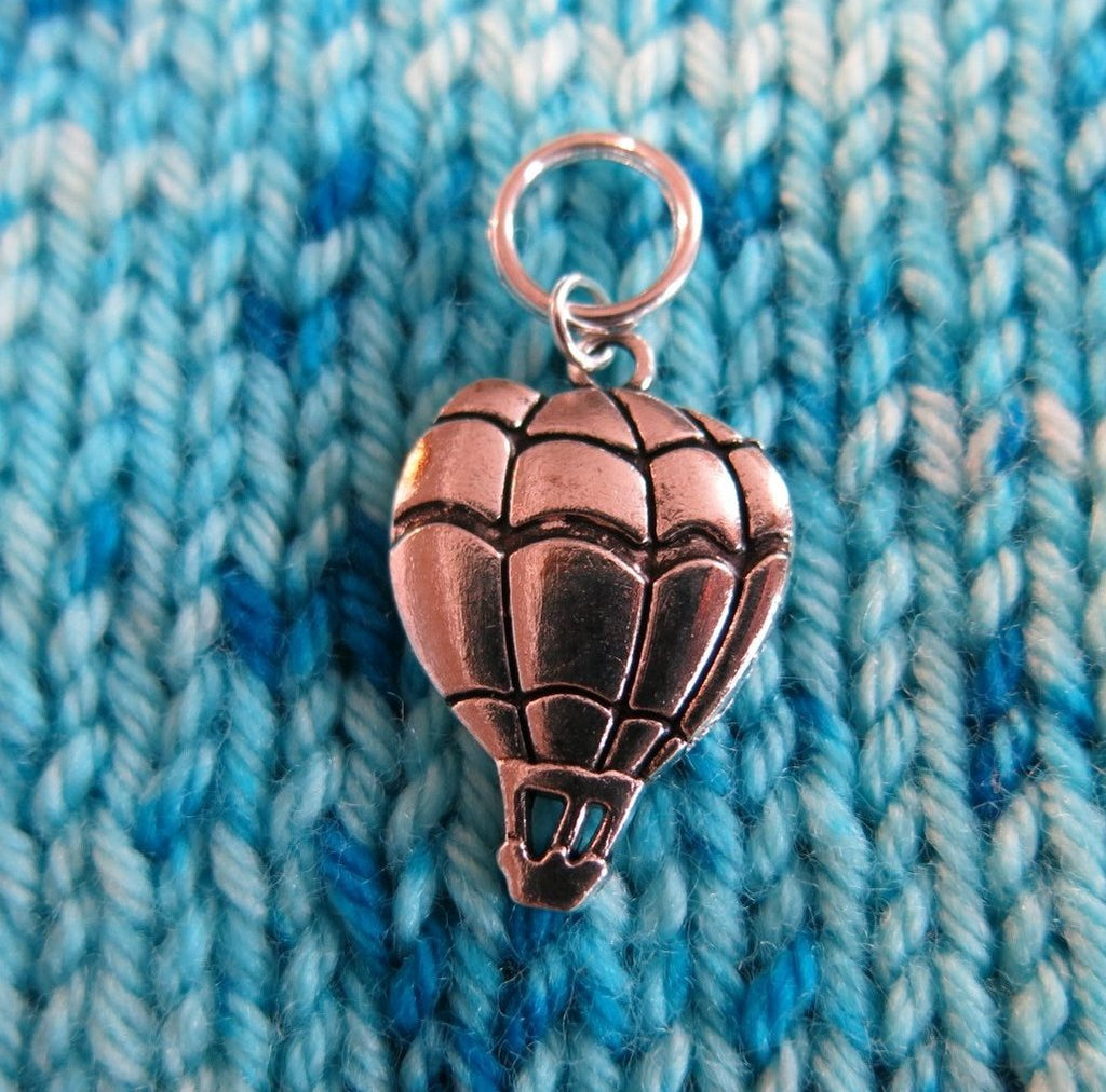 silver hot air balloon snagless stitch marker for knitting