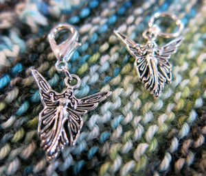 winged good fairy charm for bracelets, bags and knitting progress