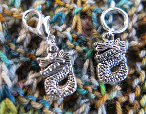 sea serpent of dragon stitch markers with a lobster clasp