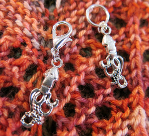 silver snagless squid stitch markers for knitting and crochet