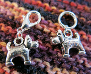 toto terrier dog charm for bracelets, bags and knitting progress