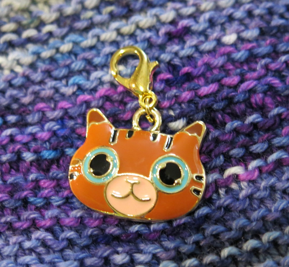 orange tabby cat enamel charm for bracelets, bags and crochet