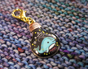 whale and constellations stitch marker clasp charm for knitting and crochet