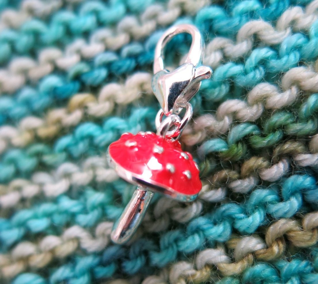 3D red mushroom fly agaric hanging charm for crochet, bracelets, bags and zippers