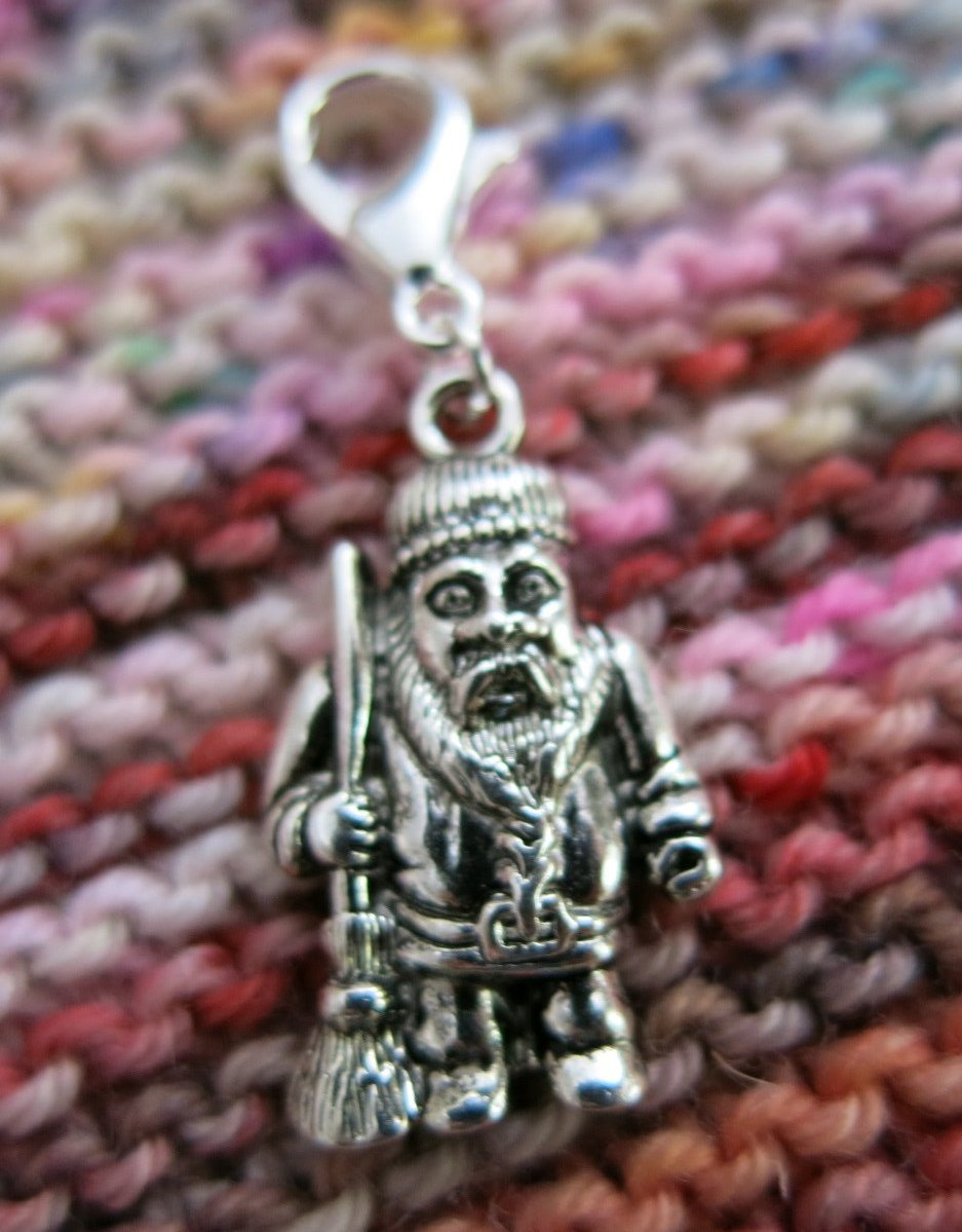 mand with a broom hanging charm for bracelets and crochet