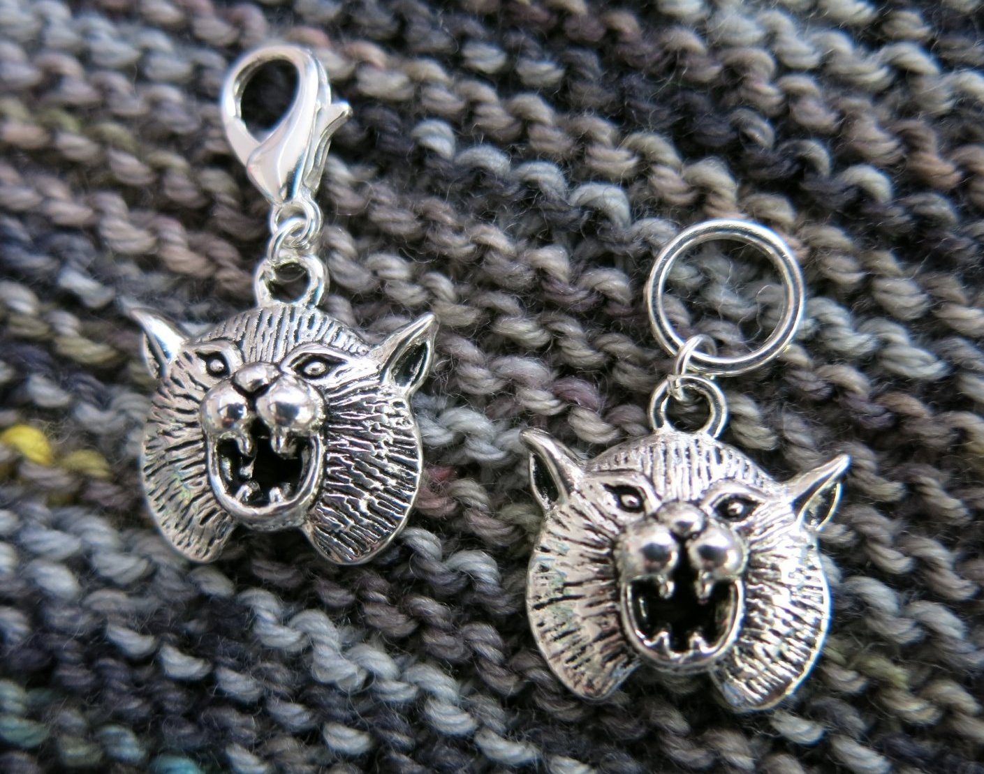 wild cat hanging charms for bracelets, bags, zippers and crochet projects