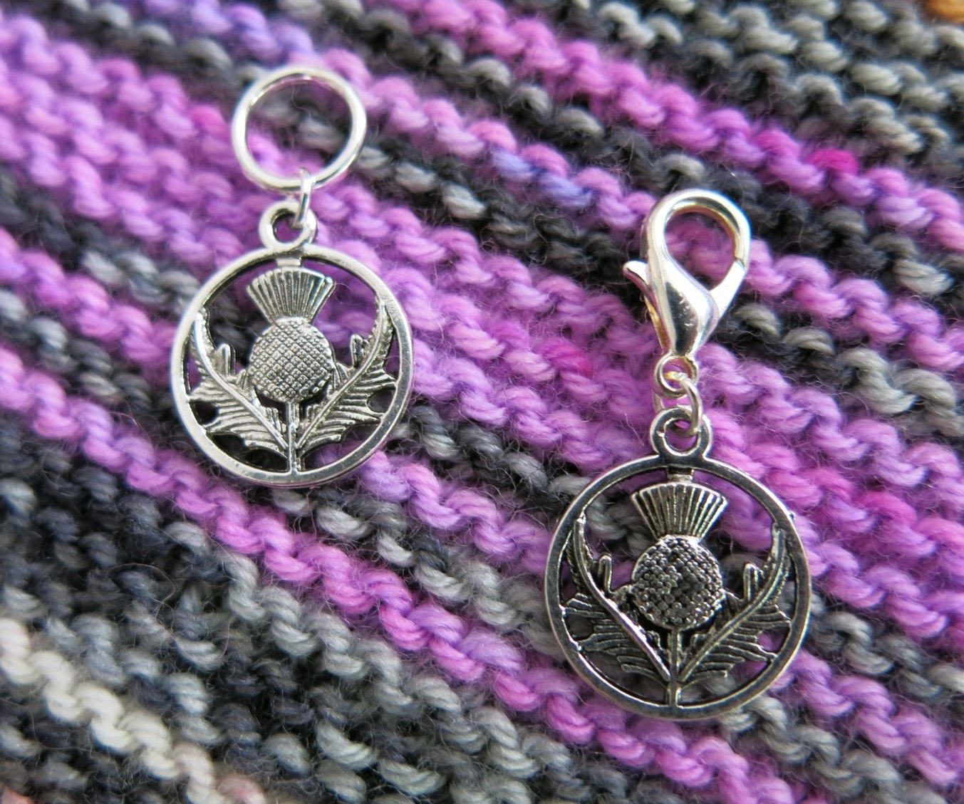 scotish thistle hanging charms for bracelets, bags, zippers and crochet projects